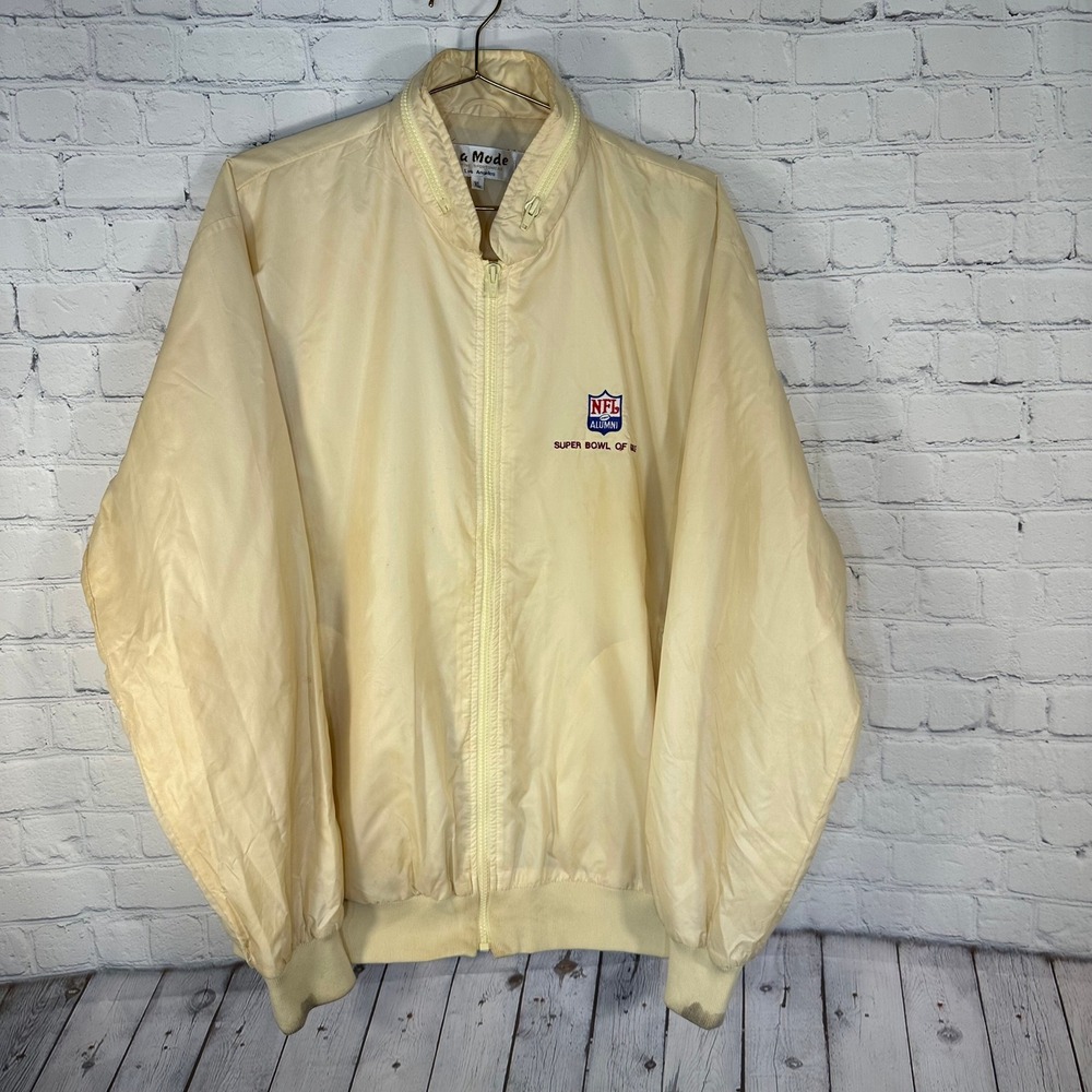 Vintage La Mode NFL Alumni Super Bowl of Golf Windbreaker Jacket Cream Mens XL